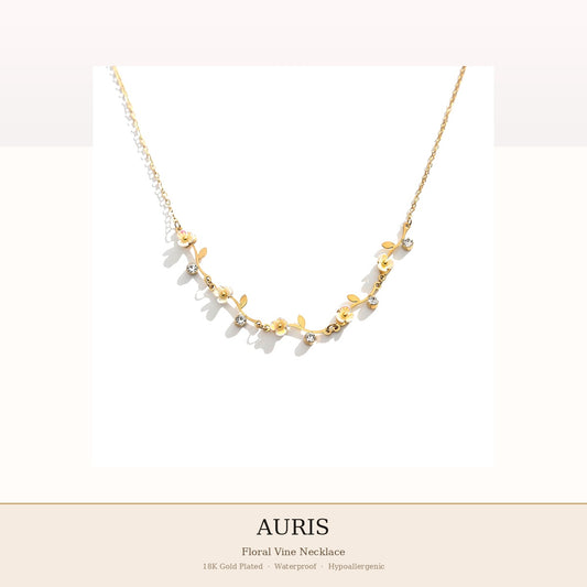 AURIS Gold Flower Necklace Feminine Jewelry Tarnish-Free Hypoallergenic Under 40