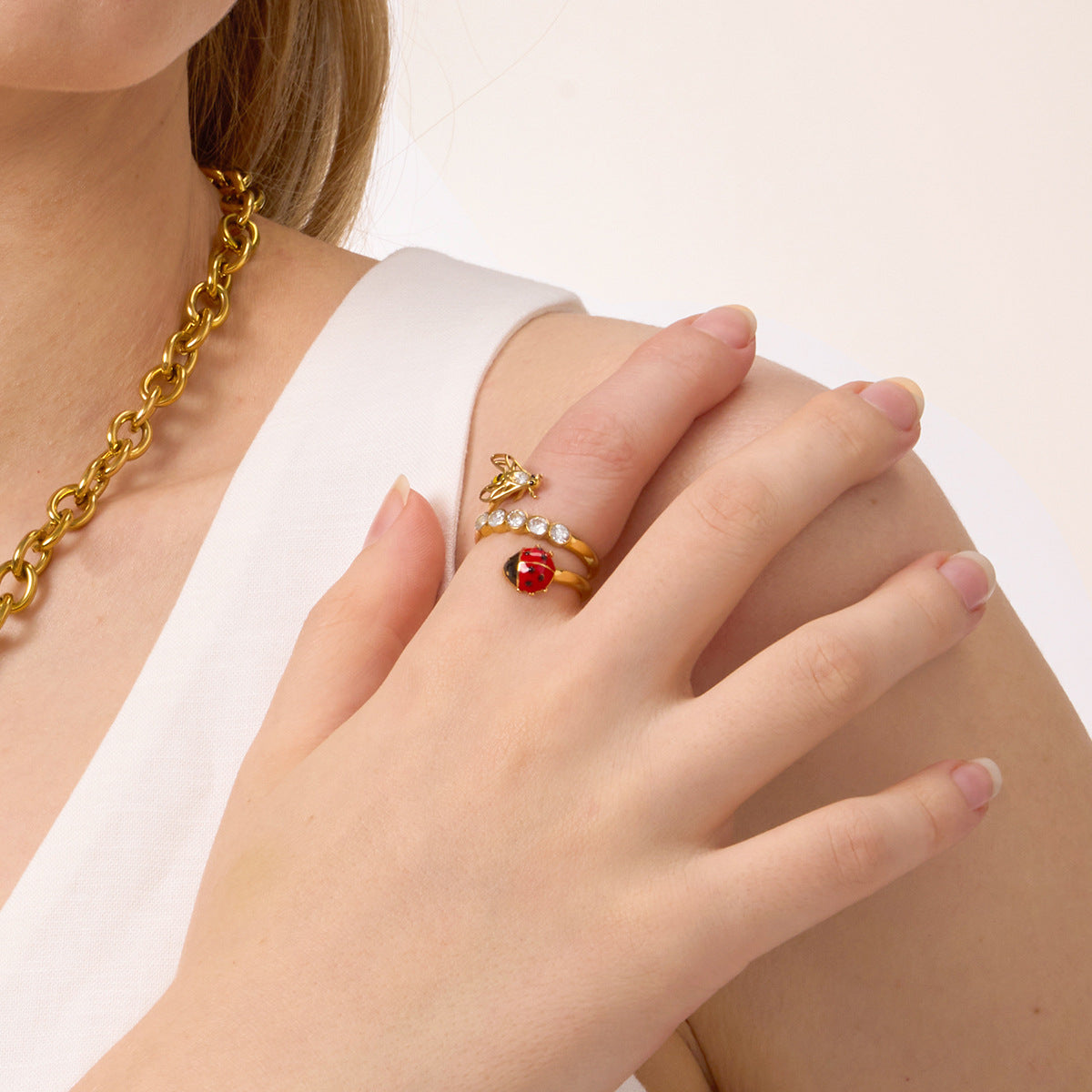 Ladybug & Bee Wrap Ring